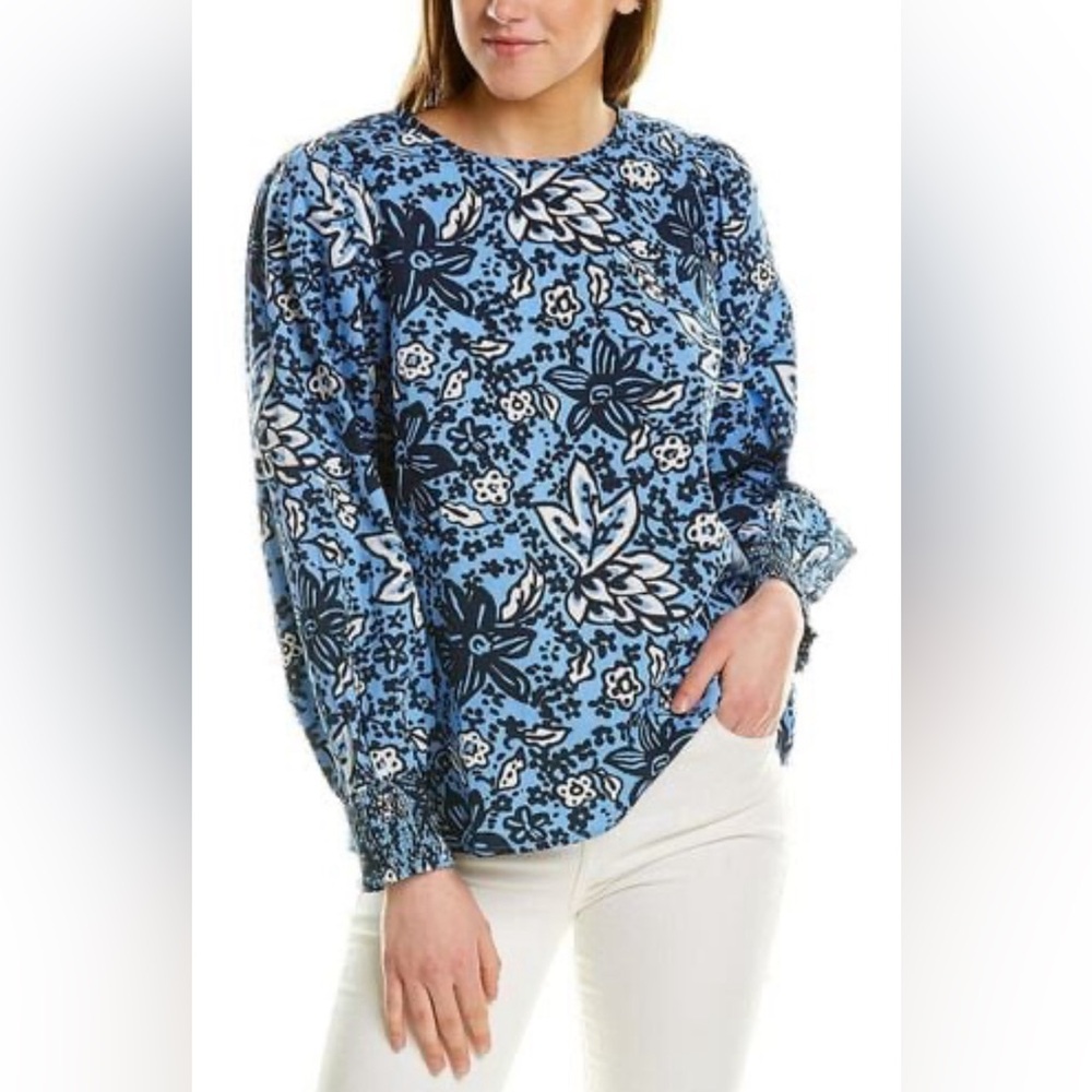 Sail to Sable Blue Floral Top
